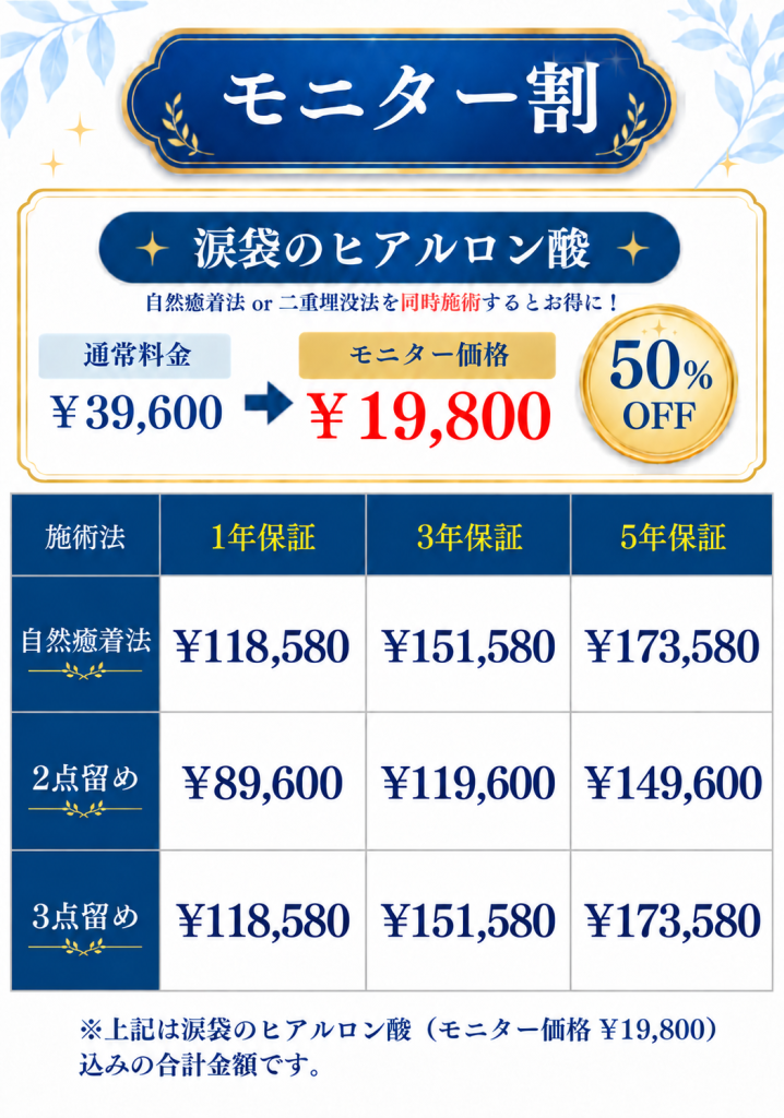 涙袋ヒアルロン酸モニター割